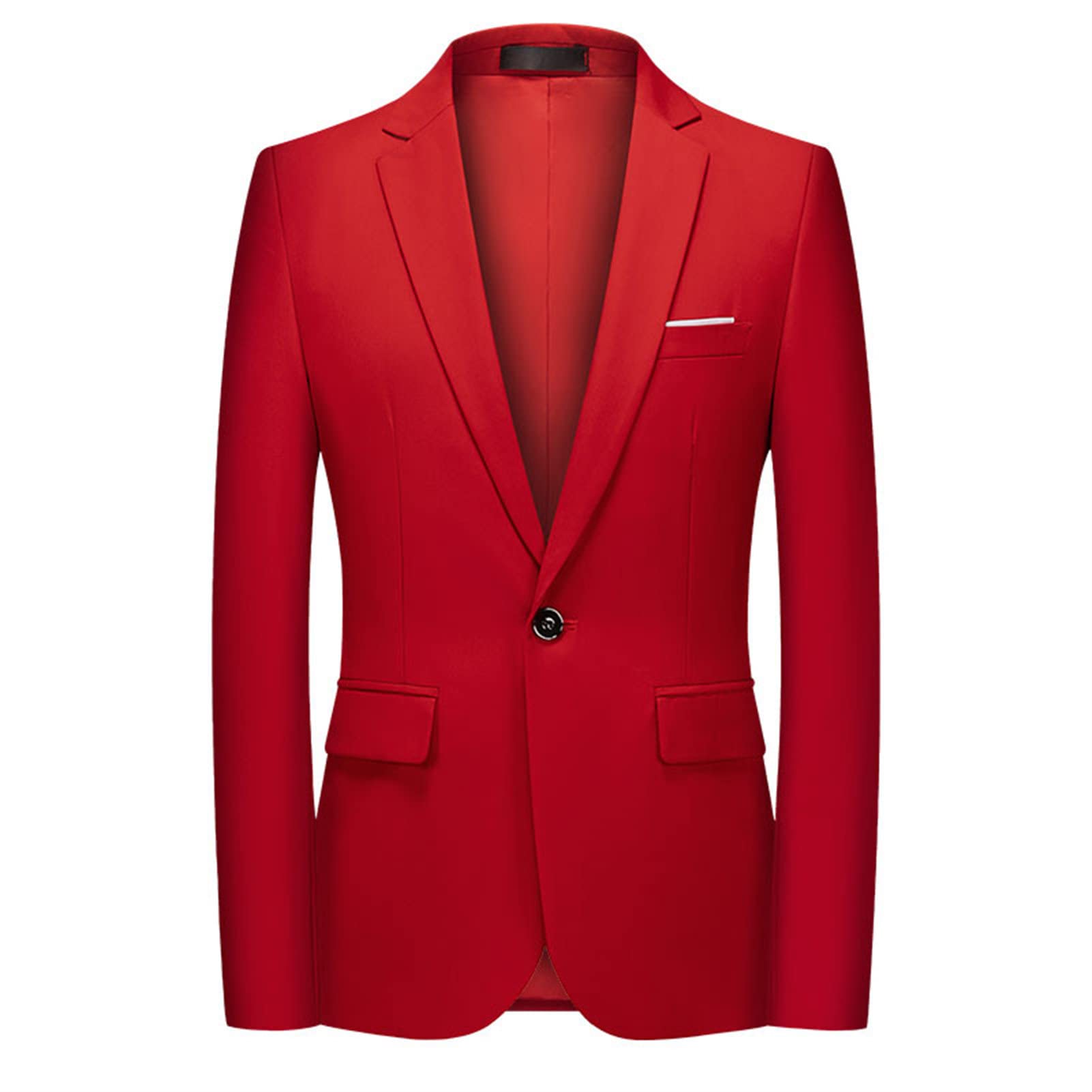 Men Slim Fit Daily Blazer One Button Lapel Slim Fit Business Jacket Solid Casual Formal Wedding Party Sport Coat (Red,4X-Large)