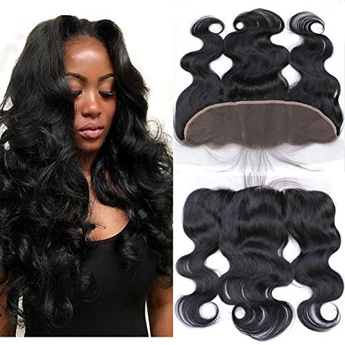 Free Part Lace Frontal Closure 13x4 With Baby Hair Body Wave Virgin Brazilian Human Hair Full Lace Closure Ear to Ear Natural Color No Bleached Knots (16 inch)