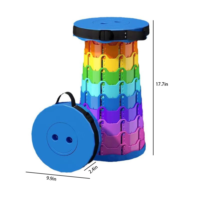 JDYYICZ Folding Stool Portable Collapsible Stool Retractable Telescoping Stool with Cushion Sturdy Lightweight for Fishing, Hiking Tours, BBQ, Parties, Outdoor Activities (Rainbow)