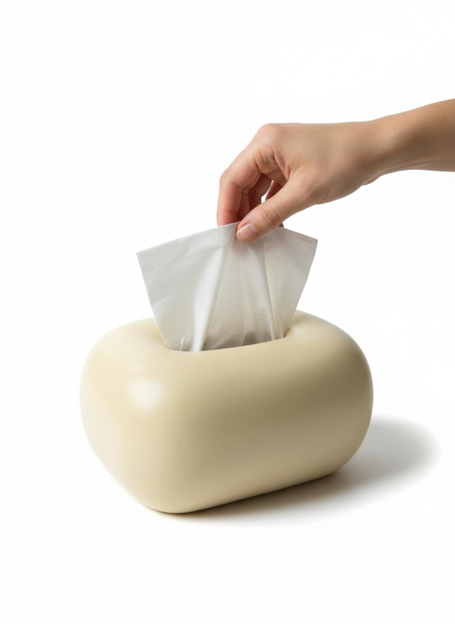 Baamur Ceramic Cosmetic Tissue Box, Beige, Decorative Tissue Dispenser for Living Room, Bathroom and Hallway, Practical Tissue Box, Elegant Cosmetic Tissues Storage, Design for Any Home