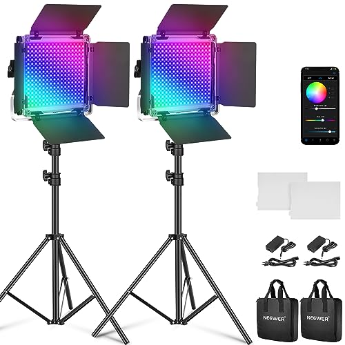 NEEWER 2 Pack 660 Pro RGB PANEL LED Video Luz con App Control Soporte Kit 360° Full Color 50W Dimmable Bicolor 3200K~5600K Video Iluminación CRI 97+ para Gaming/Streaming/Zoom/Youtube/Webex/Fotografía