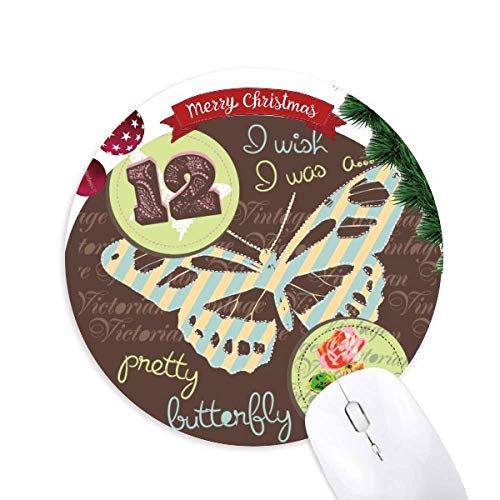 rose de timbres et de papillon tapis de souris en caoutchouc de sapin de noël