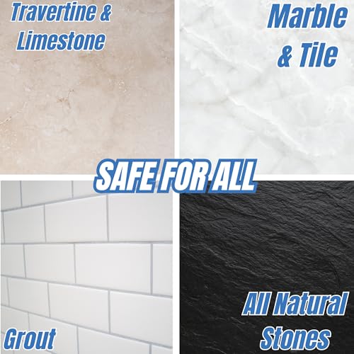 Image of Black Diamond Stoneworks Natural Stone Shower Sealer Quart + Ultimate Grout Cleaner with Brush Quart (2-Pack) - Seals & Protects Showers, Deep Cleans Tile & Grout