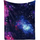 Manta de galaxia, manta de cielo estrellado con estrellas, manta de espacio exterior para adultos y niños, regalos con temática de universo, color azul, morado, azul marino, para cama, sofá, suave y