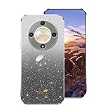 Funda compatible con Honor Magic 6 Lite de silicona con purpurina, chapado Honor Magic 6 Lite, funda de silicona transparente, doble capa, desmontable, suave, a prueba de golpes, funda protectora