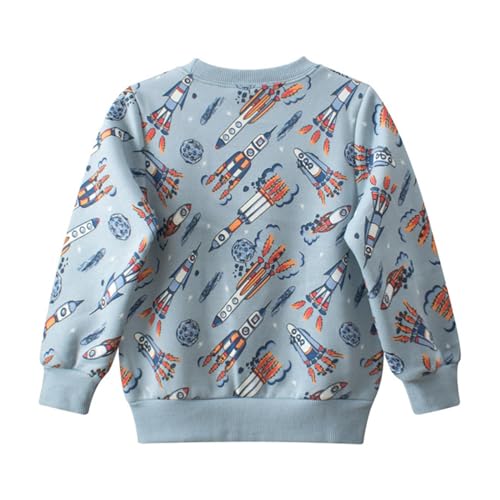 Boys' Long Sleeve Hooded Autumn Winter Toddler Boys Girls Long Sleeve Cartoon Prints Fleece Hoodie (Blue, 8-10 Years)2