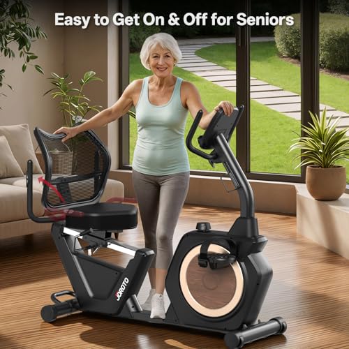Image of JOROTO Recumbent Exercise Bike for Seniors Adults with 400LBS, Smart App | Low-Impact Exercise Bike 16 Magnetic Resistance, Wide Cushioned Seat, Back Support and Backlit LCD, Heart Rate Monitoring