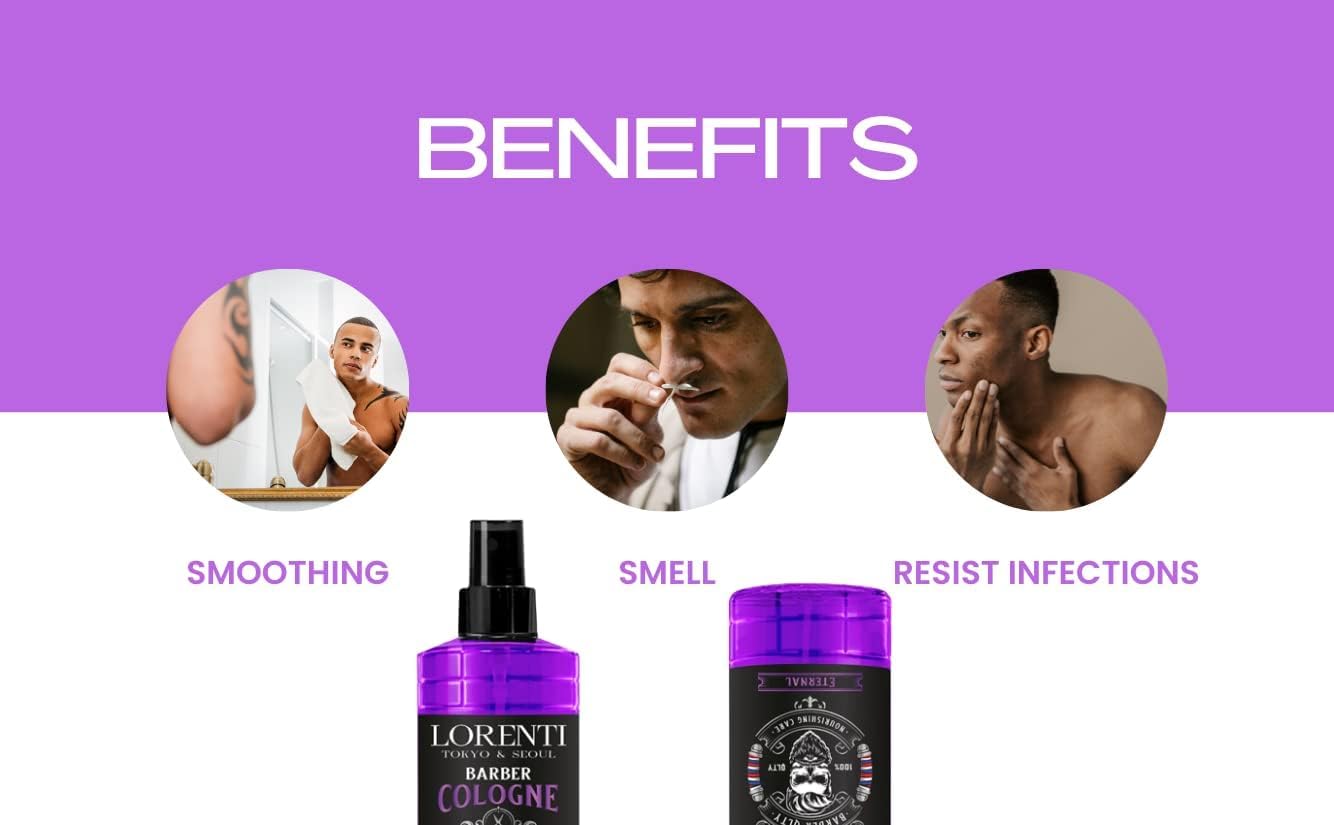 LORENTI TOKYO & SEOUL Barber Cologne ETERNAL 400 ml | spray po goleniu dla mężczyzn | woda zapachowa do golenia dla mężczyzn - Barber Eau de Cologne z praktycznym dozownikiem z pompką | orzeźwiający i