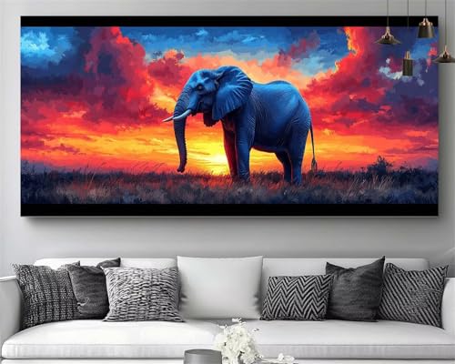 Broderie diamant éléphant de grand format avec strass en cristal brillant