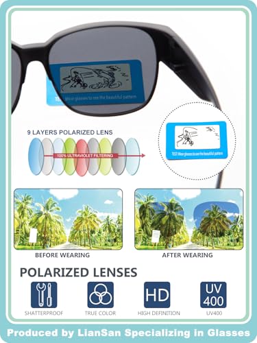 LianSan Polarized Over Glasses Sunglasses for Women Men - Warp Around Fit Over Sunglasses with UV Protection Fit Over Shades4