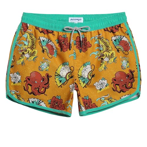 Image of maamgic Mens Boys Short 80s 90s Vintage Swim Trunks with Mesh Lining Quick Dry Swim Suits Board Shorts