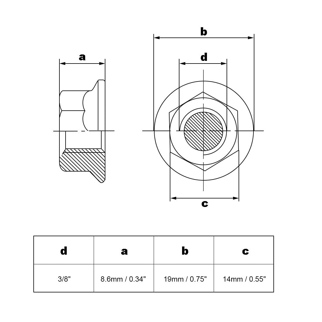 TOP-VIGOR 3/8-16" Serrated Flange Hex Lock Nuts, 10Pcs 304 Stainless Steel Full Thread Lock Nuts - Image 2