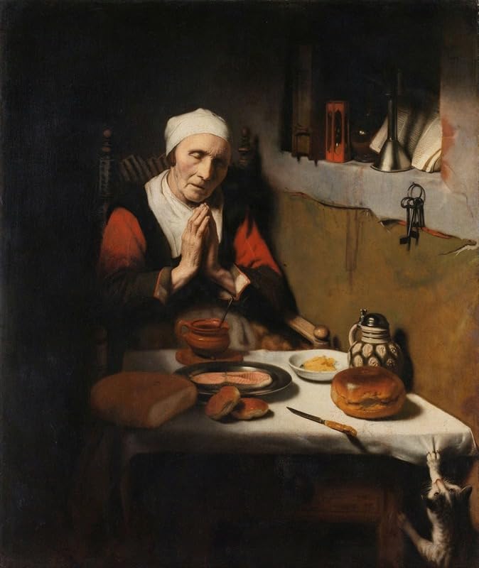 Old Woman Saying Grace Known as â€˜The Prayer without Endâ€™ (c. 1656) Poster Print by Nicolaes Maes (18 x 24)