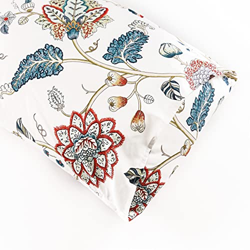 Susybao Retro Floral Duvet Cover Queen 100% Egyptian Cotton Vintage Flower Duvet Cover 3 Pieces Set 1 Garden Botanical Duvet Cover With Zipper Ties 2 Pillowcases Luxury Soft White Plant Bedding Set #TOP5
