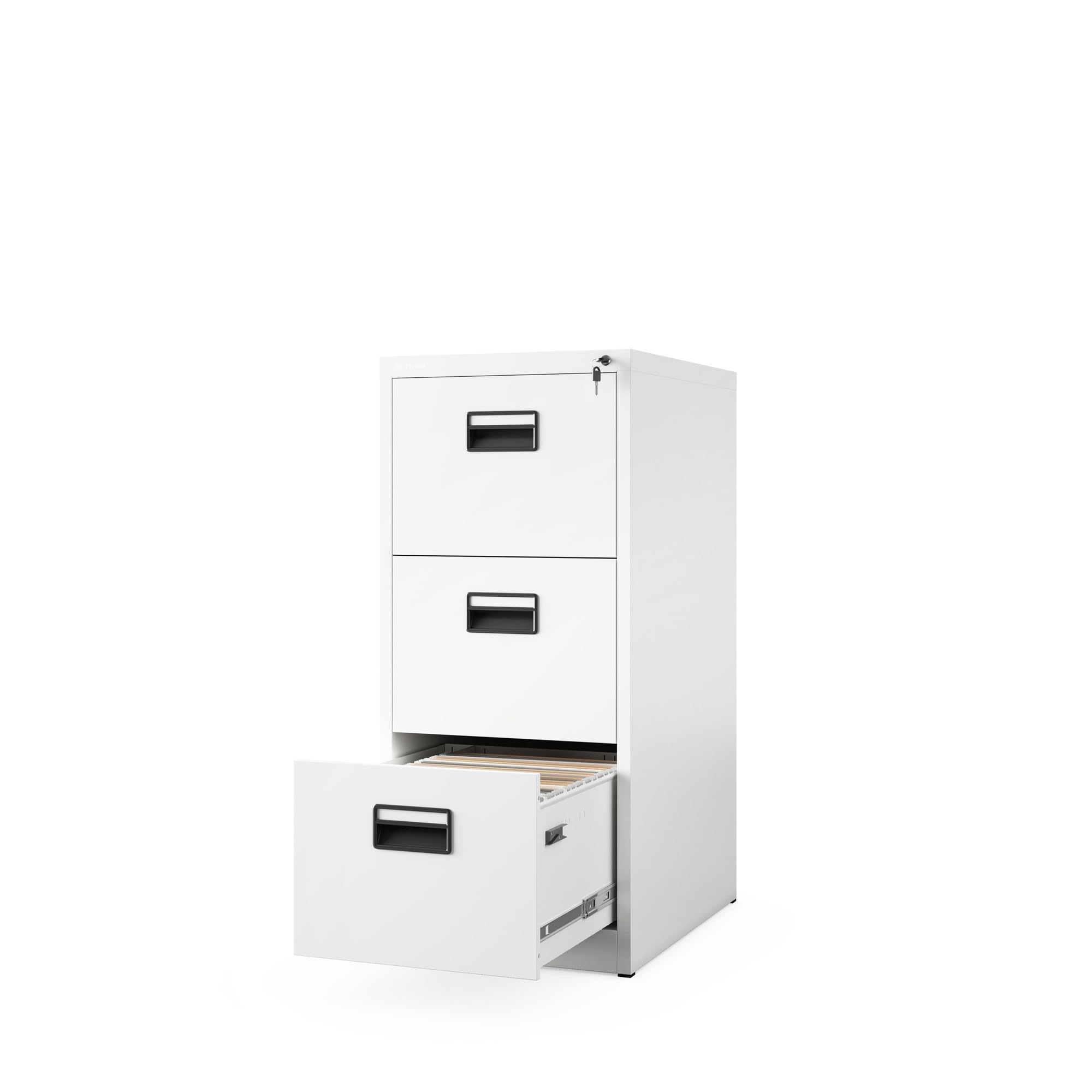Jan Nowak Armadio da Ufficio Armadietto per Archivio Schedario Portadocumenti con 3 cassetti in lamiera d'acciaio verniciata a polvere 102 cm x 46 cm x 62 cm (Bianco)