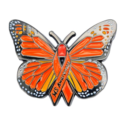 Image of Enamel Pin,Ms Awareness Lapel Pin,Red Butterfly Ribbon Brooch,Support Multiple Sclerosis Badge,Denim Jacket Canvas Bag Dress Shirt Accessory,Decor DIY,Gift For Family Friends Teens