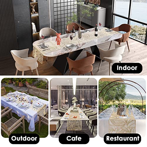 Gold Dining Outdoor Table Runner - Easter Spring Summer Table Runners 70 Inches Long Modern Wide Vinyl Waterproof Leaf Table Runner For Coffee Party Kitchen Living Room Home…… #TOP6