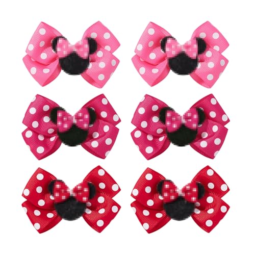 6PCS Mouse Ears Hair Clips Cute 3 Inch Hair Accessories Birthday Party Decoration for Baby Toddler Girls