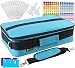 Giant 124 Essential Oils Train Case for 5ml, 10ml and 15ml Bottles - Shoulder Style Soft Case with Tall Plush Black Felt Inlay EVA Insert, Premium Metal Connectors and Double Zippers (Caribbean Blue)