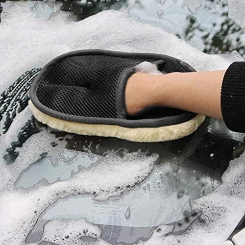 Image of Set of 2 Wool Car Washing Gloves - Scratch-Free Wash Mitt Sponge for Car Wash - Waterproof Car Wash Gloves for Interior & Exterior Detailing, Super Absorbent Gloves for Cars & Bike Cleaning (Multi)