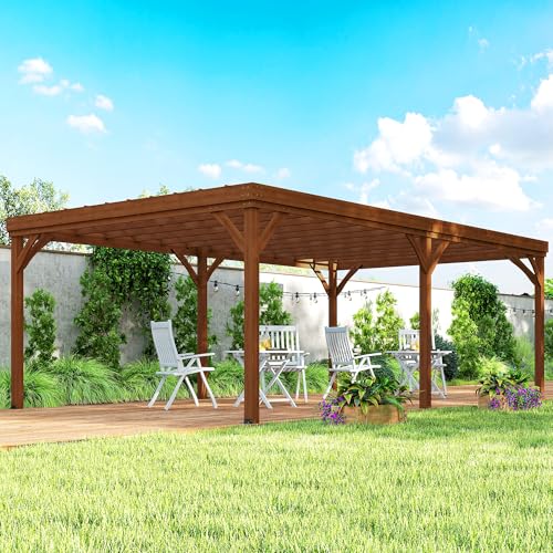Outsunny 12' x 20' Outdoor Pergola, Wood Gazebo Grape...
