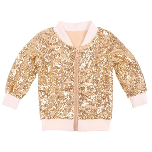 Betadog Sequin Bomber Jackets Girls Long Sleeve Zip up Jacket for Kids Birthday Christmas Shiny Fashion Clothes