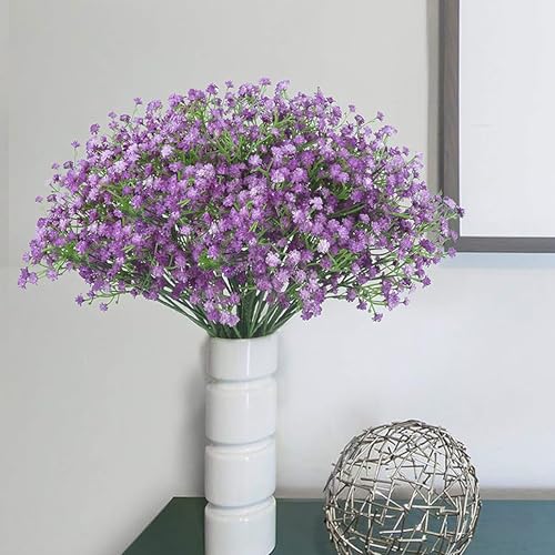 Image of Art Street Babys Breath Purple Flowers Artificial Gypsophila Bouquets Flowers, New Year Mothers Day Gifting, Faux Flowers for Vases | Decoration Items for Living Room| Set of 3 (Size: 14 Inch)