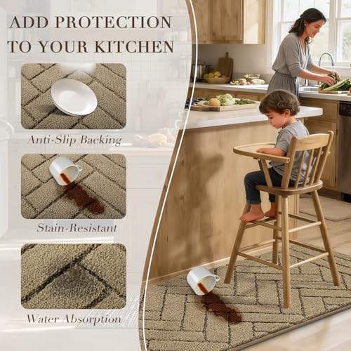 Image of hicorfe Kitchen Runner Rug,24 inchx59 inch Kitchen Set,Non-Slip Kitchen Mat