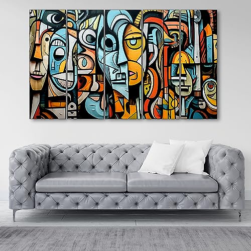 Image of The Castle Decor-Brick lane graffiti wall Art Set of 5 Big Size (27x48) Multiple Frames Wall Art Painting for living room,Bedroom,Drawing room,Hotels-Wooden Framed-Digital Painting
