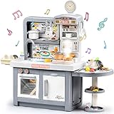CUTE STONE Play Kitchen Playset - Includes Play Sink, Cooking Stove with Steam, Play Oven & Microwave and 48Pcs Toy Accessories With Lights & Sounds, Kids Kitchen Toy Gift for Ages 3+