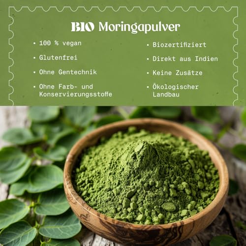 Moringa Pulver von Naturalebio – 200 g Bio Moringa Oleifera