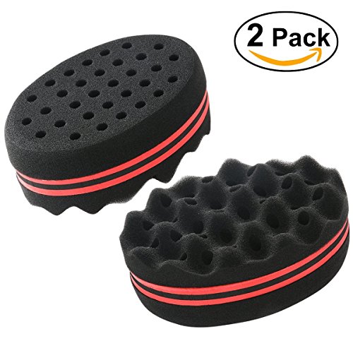 Wave Barber Hair Brush Sponge For Dreads Afro Locs Twist Curl Coil Magic Tool (Red &Black)