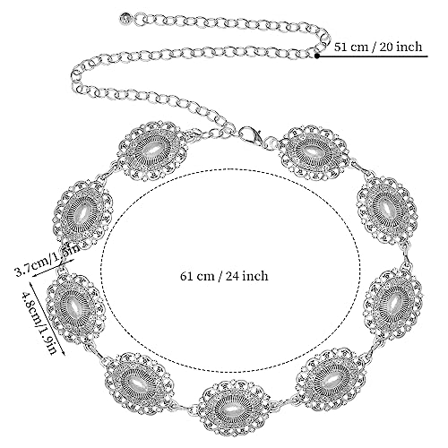 Western Oval Concho Chain Belt for Women Metal Waist Chain Belt for Dresses Jeans Western Cowgirl2