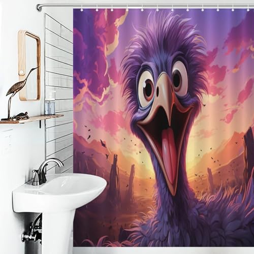 Rideau de douche autruche en polyester imperméable lavable 140x183cm - 6