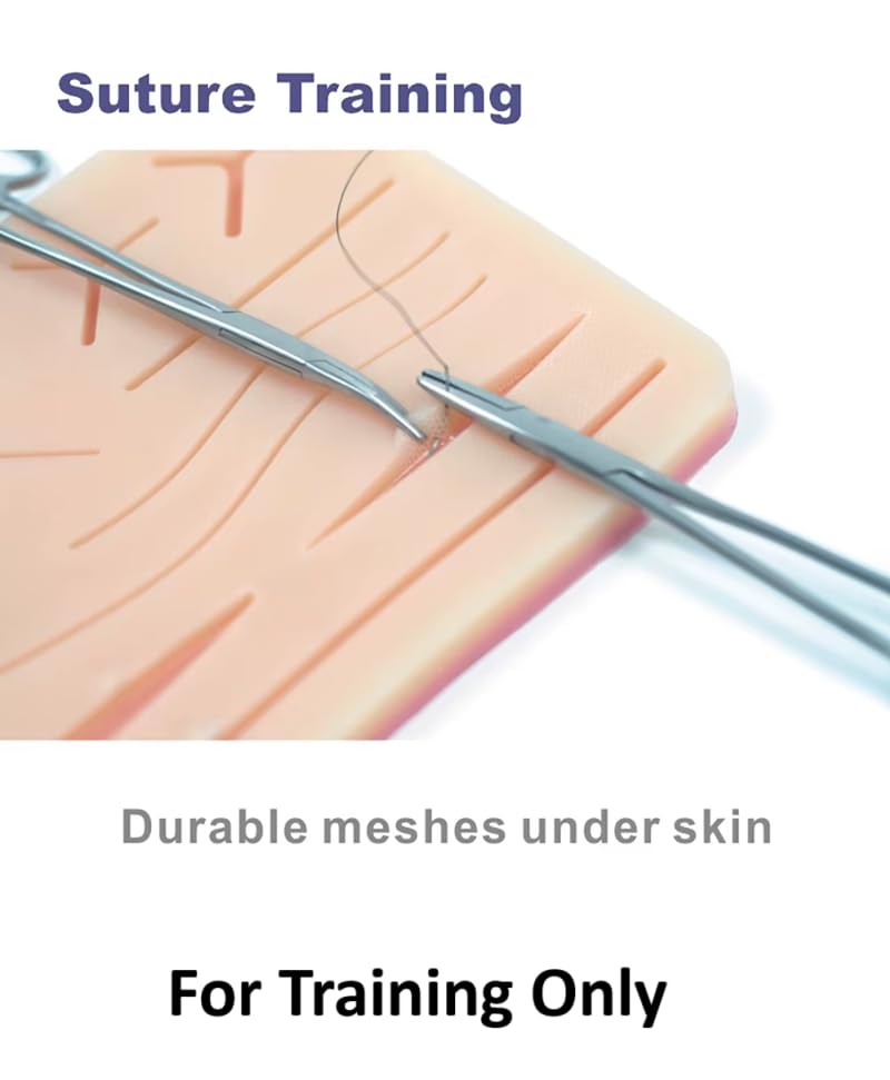 Image of 32 Pcs Suture Practice Complete Kit for Medical Students Nurse Training Silicone Skin Pad Stainless Suturing Tools Thread Needles Demonstration Learning Set (32)