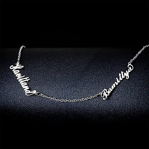 Personalized 925 Sterling Silver Double Names Necklace Pendant Custom Made with 2 Names3