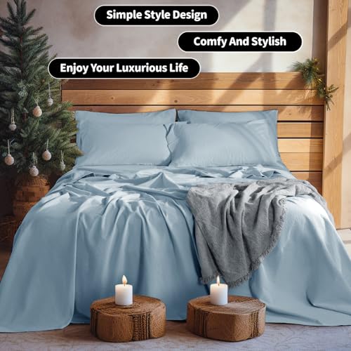 Image of LBRO2M 100% French Pure Linen Sheet Set 6Pcs, 16 inch Deep Pocket King Size