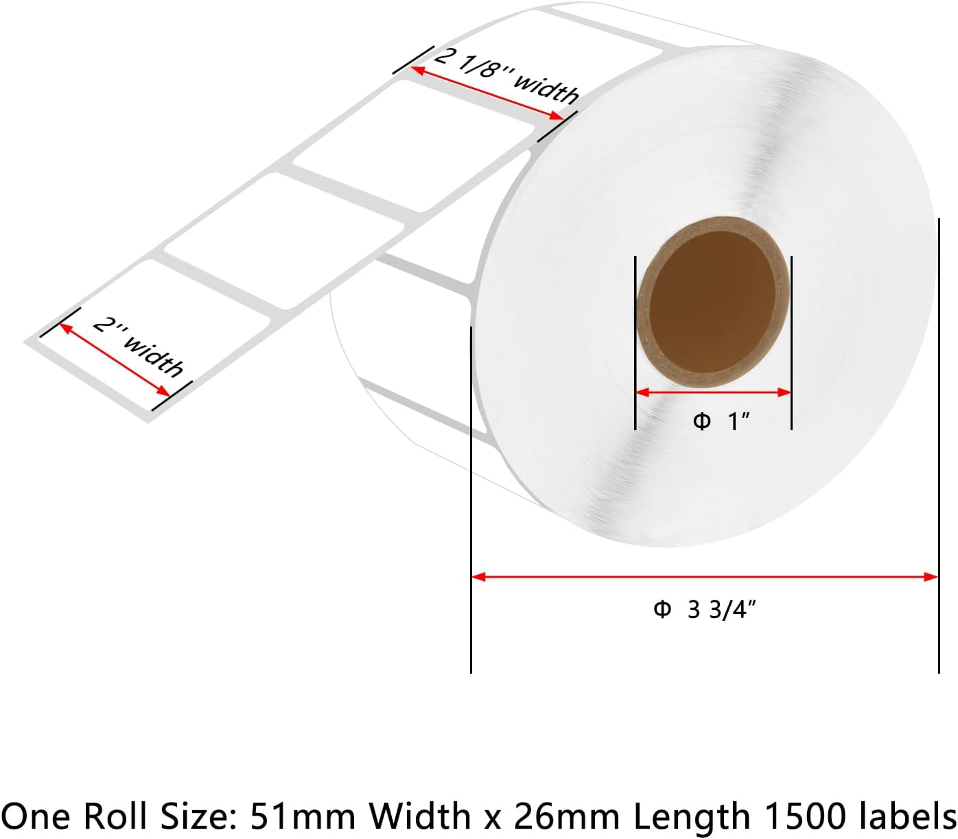 2 Rolls 2" x 1"(1500 Lables per Roll) Die-Cut File Folder Labels Compatible for Brother RD-S05U1 White Paper Labels Use with TD/RJ Zebra and Rollo Printers