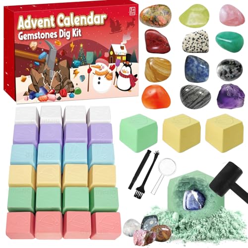 Adventskalender 2025 Kristalle für Kinder, 24 Natürlichen Kristalle...