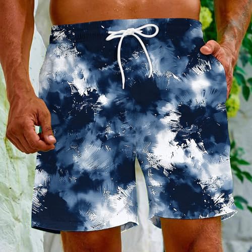Men Swim Trunks Quick Dry Gradient Beach Drawstring Shorts Funny Colorblock Swimwear Summer Boardshorts Bathing Suits3