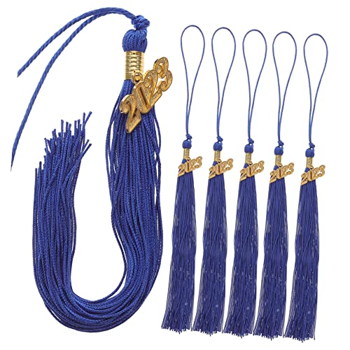 FRCOLOR 6pcs Doctor Hat Tassel Tassels for Graduation Cap Gold Hat with Cap for Key Graduation Season Supplies Blue Topper DIY Hanging Silk If Decoration Fringe Grad Label Polyester