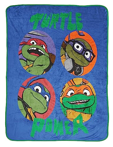 Image of Jay Franco Plush Throw Blanket – 46" x 60" Inches Kids Hero Soft & Cozy Fleece Throw for Bedroom & Couch Décor, Official Licensed Product, Blue - Teenage Mutant Ninja Turtles