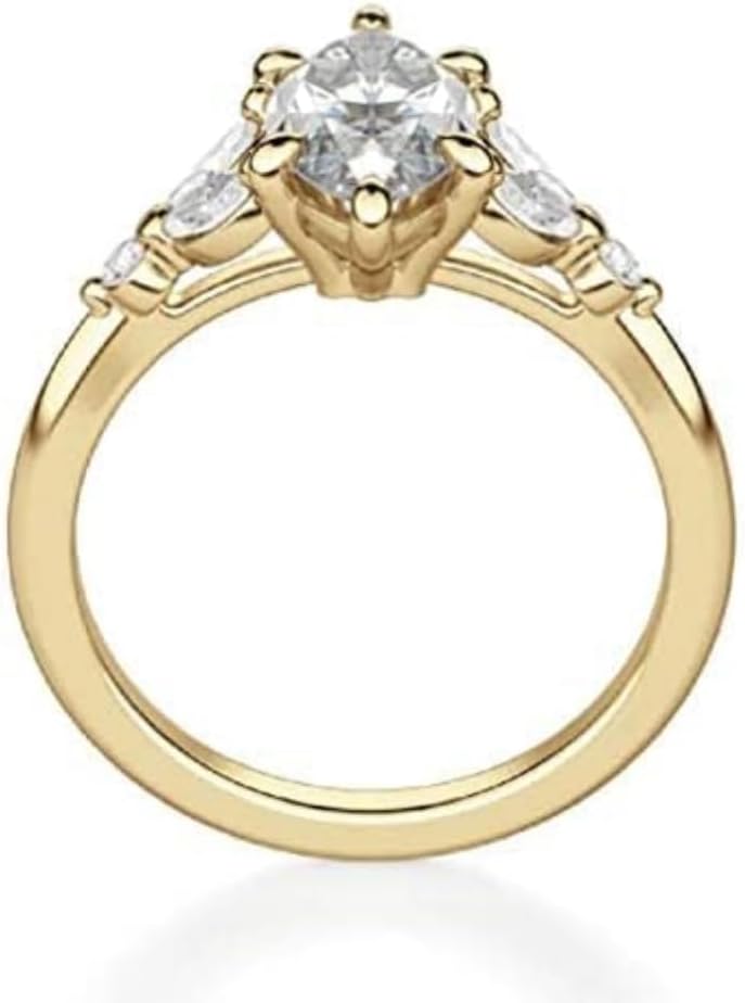 GOLDEN JEWEL 1-3CT Marquise Cut Moissanite Solitaire Ring for Women | Muse Engagement Wedding Ring | Handmade Diamond Jewelry | Anniversary Ring for Her/Gifts