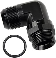 Vista 20 de Adaptador de riel de bomba de combustible macho de aluminio de radio de alto flujo 45 grados 6AN macho a 4AN macho con junta tórica AN4 ORB, negro