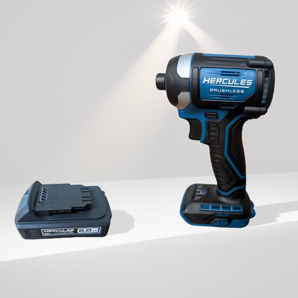 20V Brushless Cordless 1/4 in. Compact 3-Speed Impact Driver with 20V Lithium-Ion Compact Battery 2 Ah - Compatible with Hercules