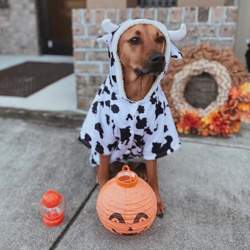 Fladorepet Halloween Dog Cow Costume Outfits For Small Medium Large Dog Winter Fleece Puppy Jacket Coat Hoodie Funny Dog Clothes Golden Retriever thumb #3