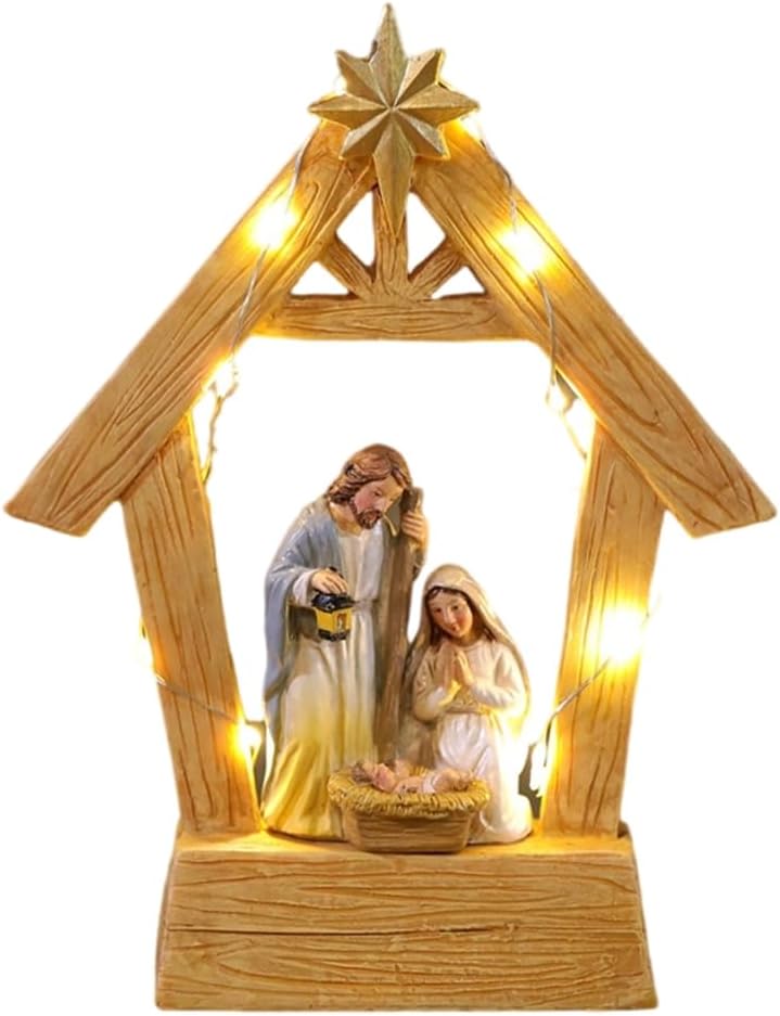 Christmas Manger Scene Decorative Figurine for Holidays Tabletop Home Ornament