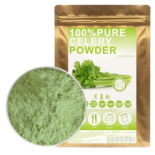 100% Natural Pure Celery Powder 100g/3.52oz 芹菜粉 poudre de jus de céleri pour smoothies, shakes, pâtisseries et boissons, thé | poudre de jus Vert, poudre verte, sans conservateur