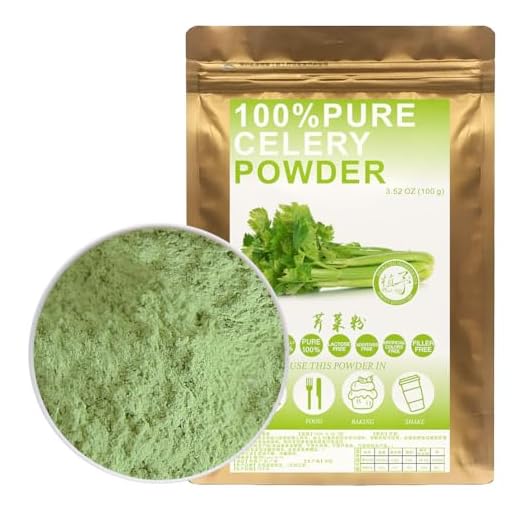 100% Natural Pure Celery Powder 100g/3.52oz 芹菜粉 Selleriesaftpulver für Smoothies, Shakes, Backen für Getränke, Tee-grünes Saftpulver, pulverisiertes Grün, frei von Konservierungsmitteln