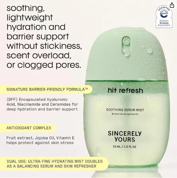 Sincerely Yours Hit Refresh Soothing and Hydrating Serum Mist with Cucumber Extract | Size: 1.9 oz/55 ml